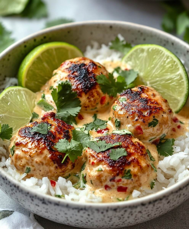 Coconut Chicken Meatball Bowl